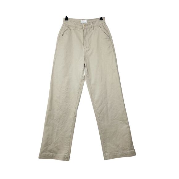 Cotton-On Straight Leg‎ High Rise Chino Pants Sz 4 Tan 4 Pockets Preppy School - Picture 1 of 11